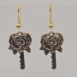 Handmade Rose Key Drop Earrings